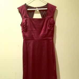 Stretch Satin Mid Length Cocktail Dress